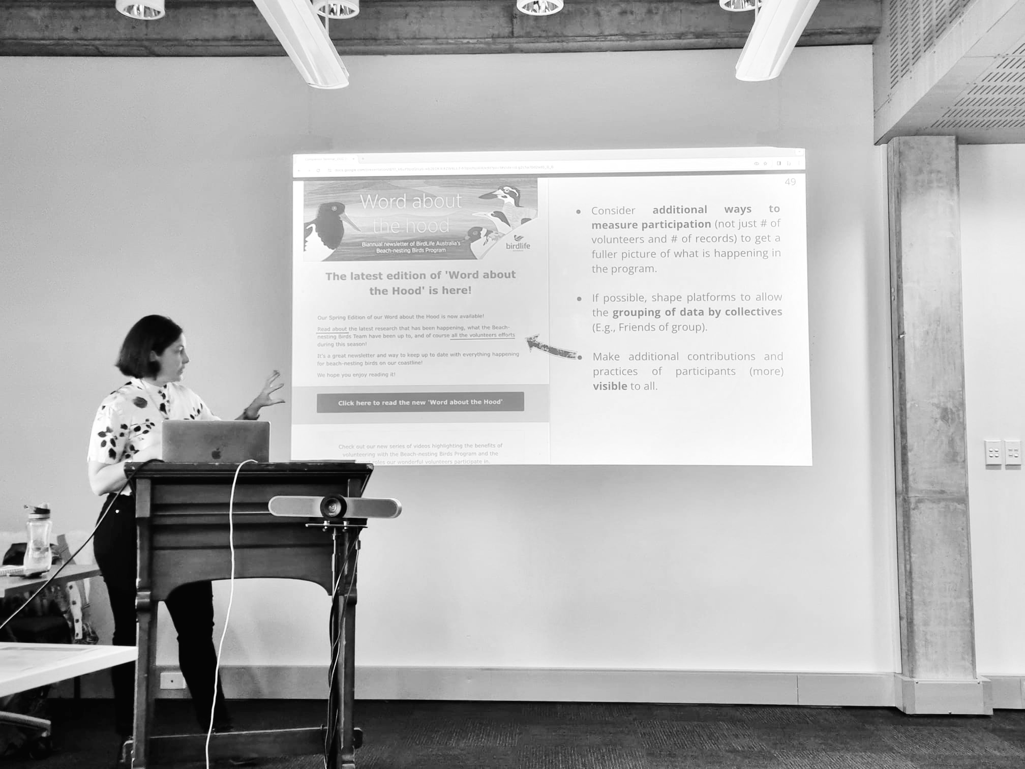 Debbie Gonzalez Canada giving her PhD Completion Seminar at the University of Melbourne